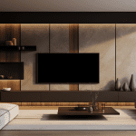 tv room , tv wall design dark tv room design in muscat oman edama